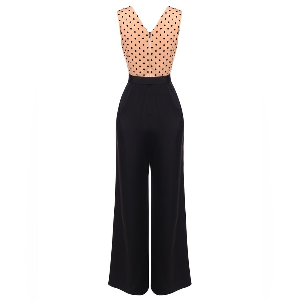 ✨NEW✨-RETRO POLKA DOT WIDE LEG BELTED JUMPSUIT - Picture 6 of 12